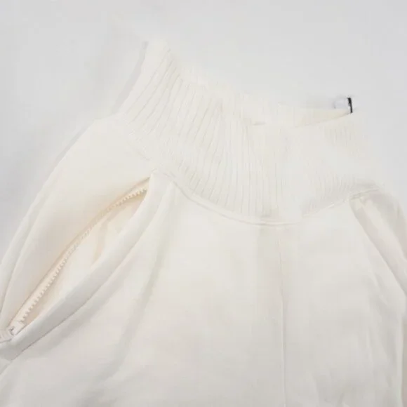 Alo Yoga Cropped Serenity Coverup And Serenity Wide Leg Sweatpant Set In Ivory - Picture 8 of 9